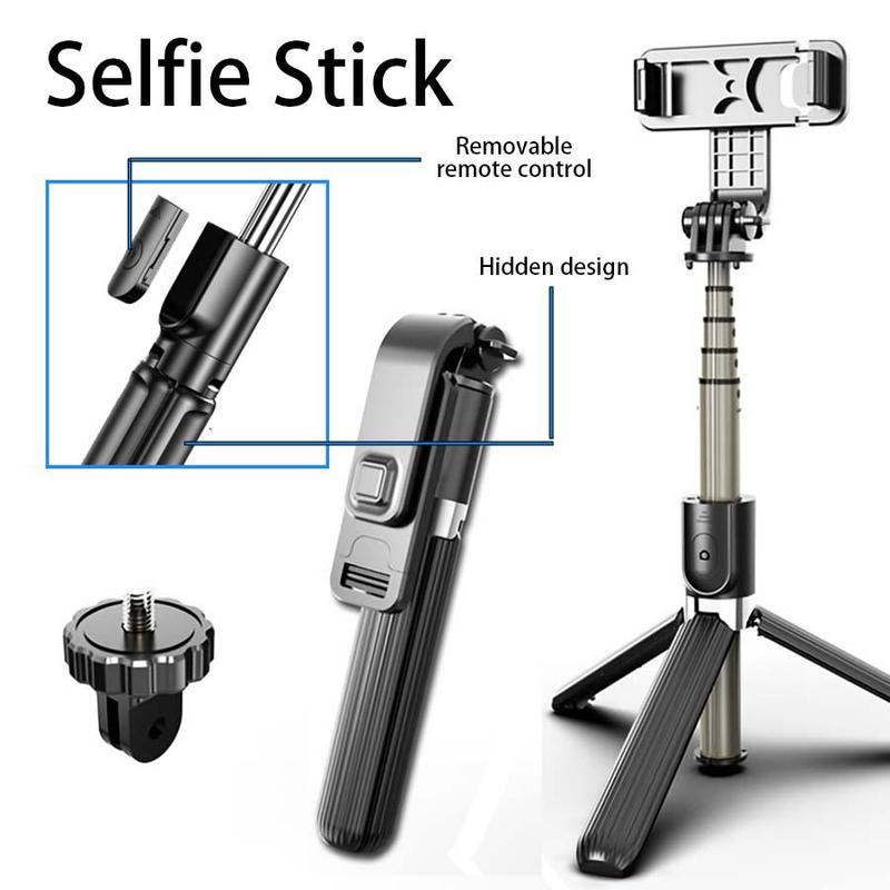 Adjustable Selfie Stick Tripod with Extendable Rod for iPhone, Portable Phone Stand Tripod for Live Streaming, Universal Adjustable Bluetooth-compatible Phone Holder for Mobile Phone, Smartphone Accessories