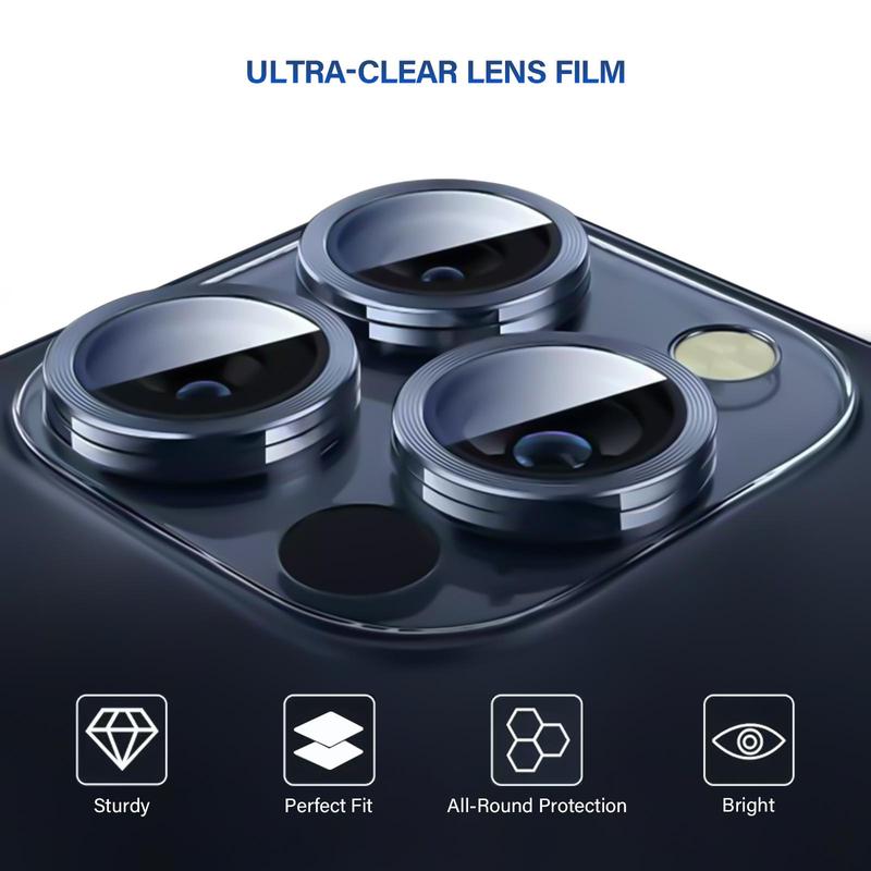 Tempered Glass Camera Lens Protector, Full Coverage Lens Protective Film, Phone Lens Anti-reflective Film for iPhone 16 16 Plus 16 Pro 16 Pro Max