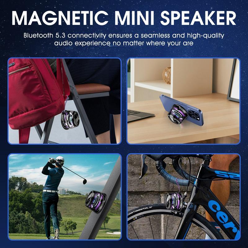 ZIHNIC Magnetic Portable Wireless SpeakerPremium Sound Quality , Mini LED ShowerSpeaker ,10-Hour Playtime ,TWS Stereo SyncPerfect for Outdoor Cycling & Gaming , ldeal Giftfor Students Audio Smartphone