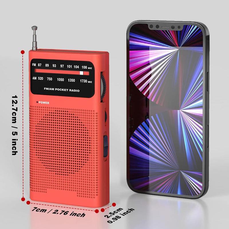 AM FM Portable Radio for Long Range Reception, 2AA Battery Operated Radio with Loud Speaker, Long Range Reception Portable Radio with Headphone Jack for Indoor Outdoor Emergency Use