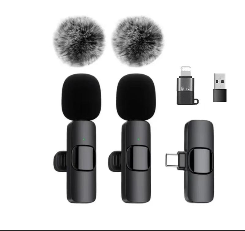 2pcs 2-in-1 Wireless Lavalier Microphones for iPhoneAndroid,iPad -Mini wireless Clip-onMicrophones Crystal Clear Sound Quality forRecording, Live Streaming,Vlog Audio LightningUsb Port Smartphone lapel microphone