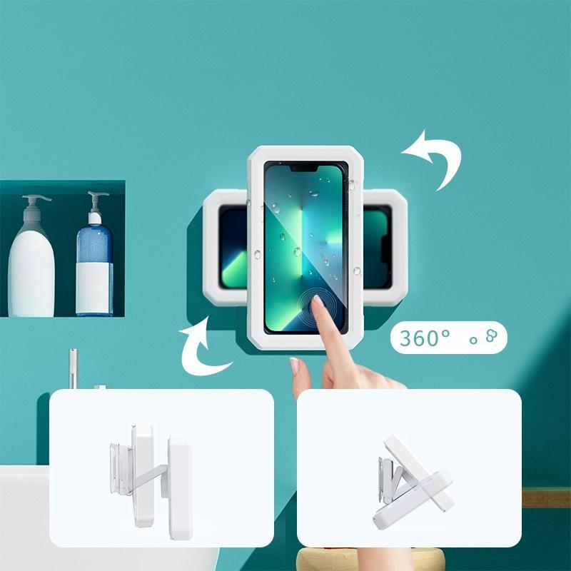 Waterproof Shower Phone Holder, 360° Rotatable Phone Holder with Anti-fog Function, Durable Phone Holder for Bathroom & Kitchen