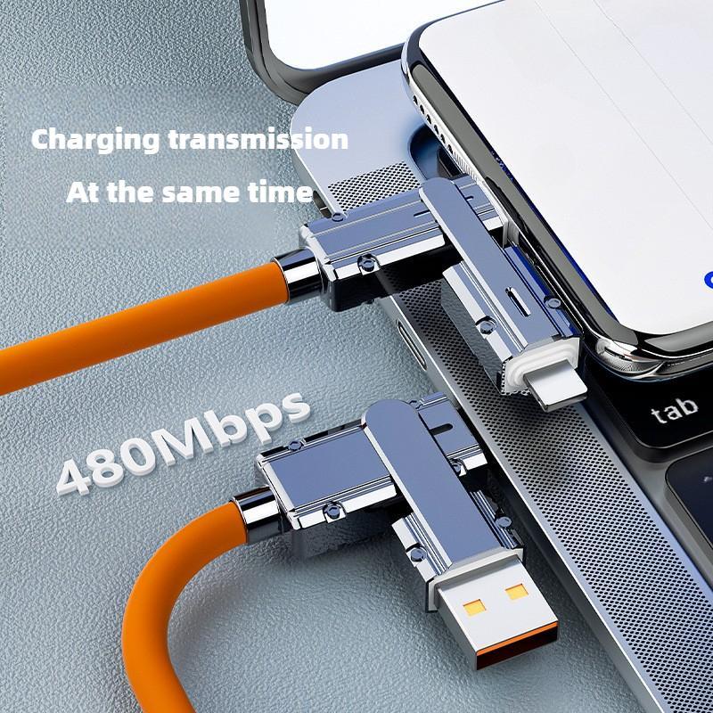 Type-C Charging Data Cable, 1 Count 4 in 1 Multipurpose Phone Fast Charging Data Cable, Multifunctional USB Charging Cable for iPhone & iPad