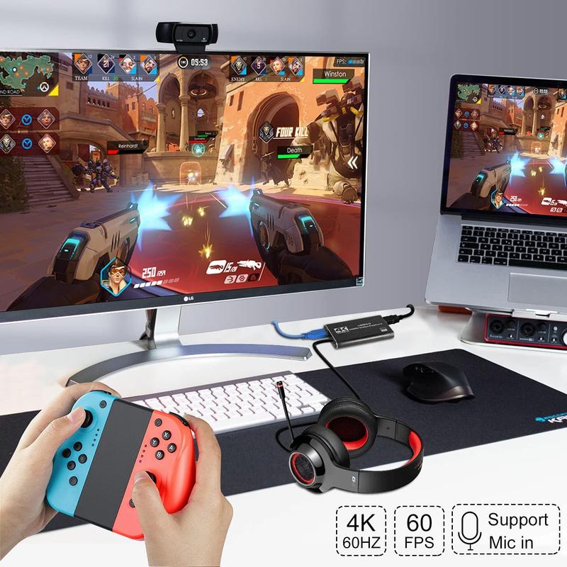 4K Audio Video Capture Card, USB3.0 HDMI Game Capture Device Switch For Streaming 4K 60HZ HDMI-compatible HDMI-compatible Recorder HD Live Streaming Capture 60 FPS For Xbox Game Use