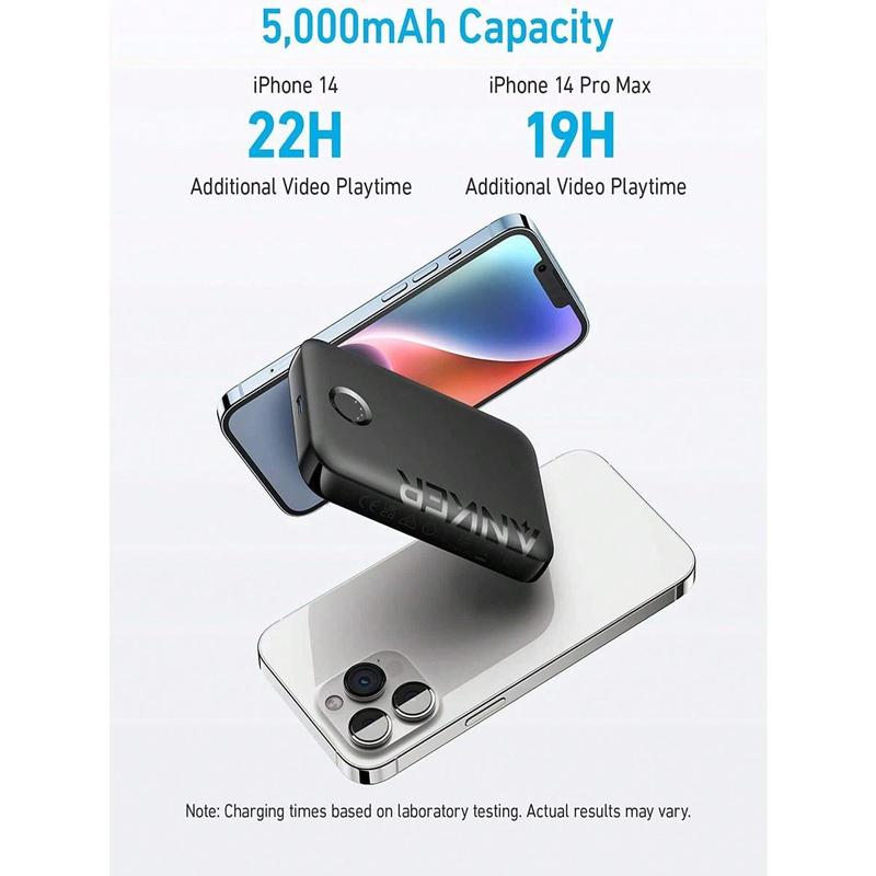 Anker 321 MagGo Battery (PowerCore Magnetic 5K), 5,000mAh Magnetic Wireless Portable Charger, Compatible With IPhone 15 14 13 12 Series