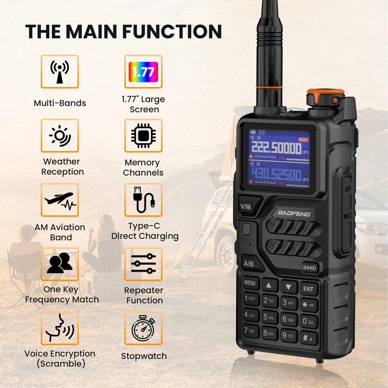 BAOFENG K5 Plus (Upgrade of UV-5R) Walkie Talkie Long Range, Long Distance Ham Radio with Copy Frequency,USB-C,NOAA for Hunting,Audio & Video Product