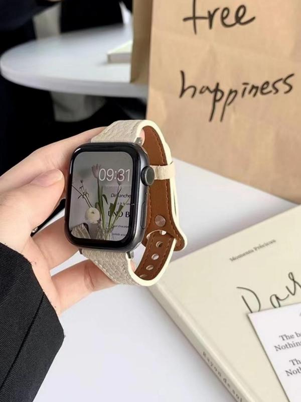 Lychee Texture Leather Watch Band (band Only), Fashionable Watch Band for Apple Watch 1 2 3 4 5 6 7 8 9 se 42 44 45 49mm Women & Men, Birthday Gift