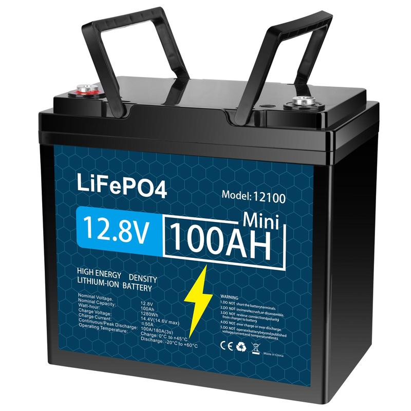 KUNLUN 12V 100Ah LiFePO4 Mini Rechargeable Lithium Battery, Over 5000 Life Cycles, Built-in BMS, Backup Power Perfect for RV, Camper, Van, Marine, Off-Grid Home Energy Storage-Core Series,Trolling motor, Maintenance-Free