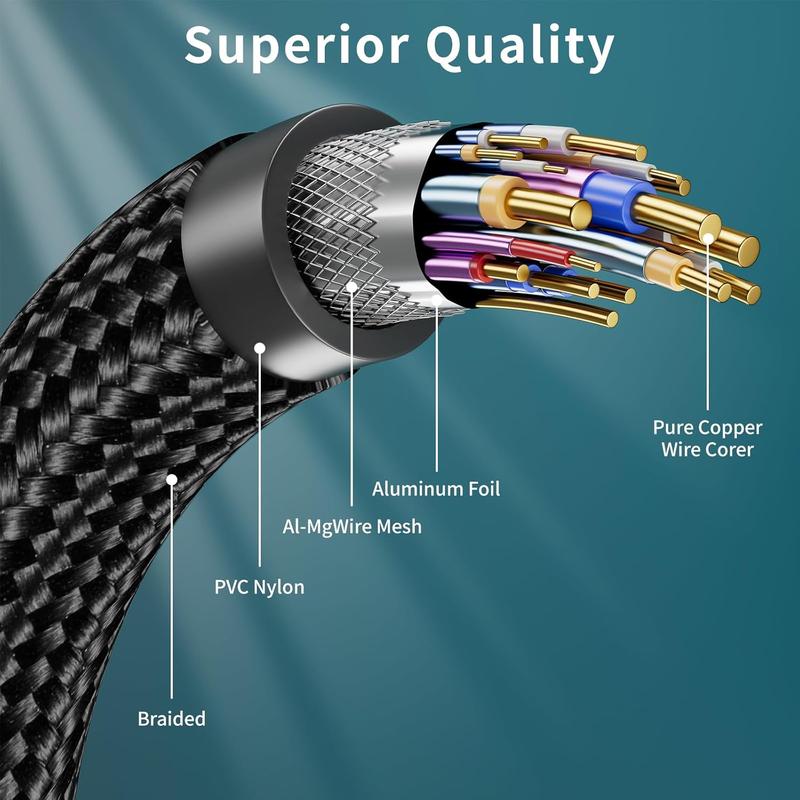 8K HDMI Cable - Ultra High Speed HDMI Cable 2.1 Certified 4K 120hz 8K 60hz 48Gbps Braided eARC HDCP 2.2&2.3 - Compatible for Xboe Blu-ray HDTV PS5 Monitor