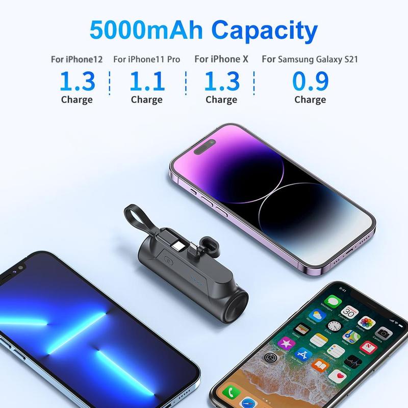 5000mAh Portable Small Charger, Multifunctional Power Bank with Stand, Portable Lightweight Power Bank for Home Office Travel