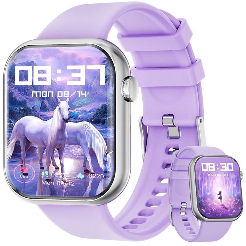 Wireless Smart Watch for Women Android iPhone with Fitness Tracker IP67 Waterproof, Purple