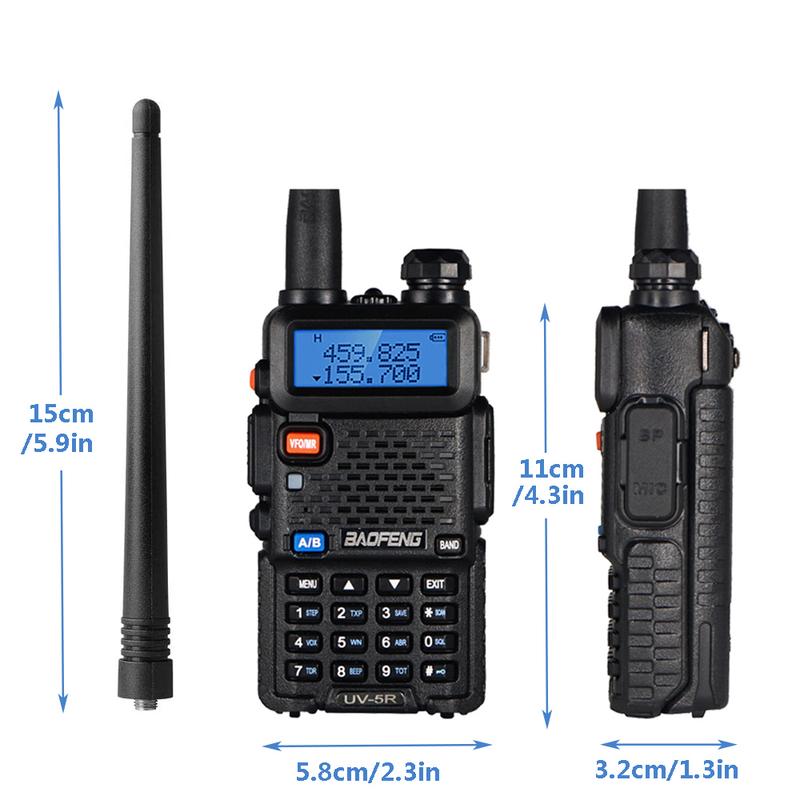 Baofeng UV-5R Two Way Radio Dual Band 144-148 420-450Mhz Walkie Talkie 1800mAh Li-ion Battery(Black) Portable wallets Audio Lcd