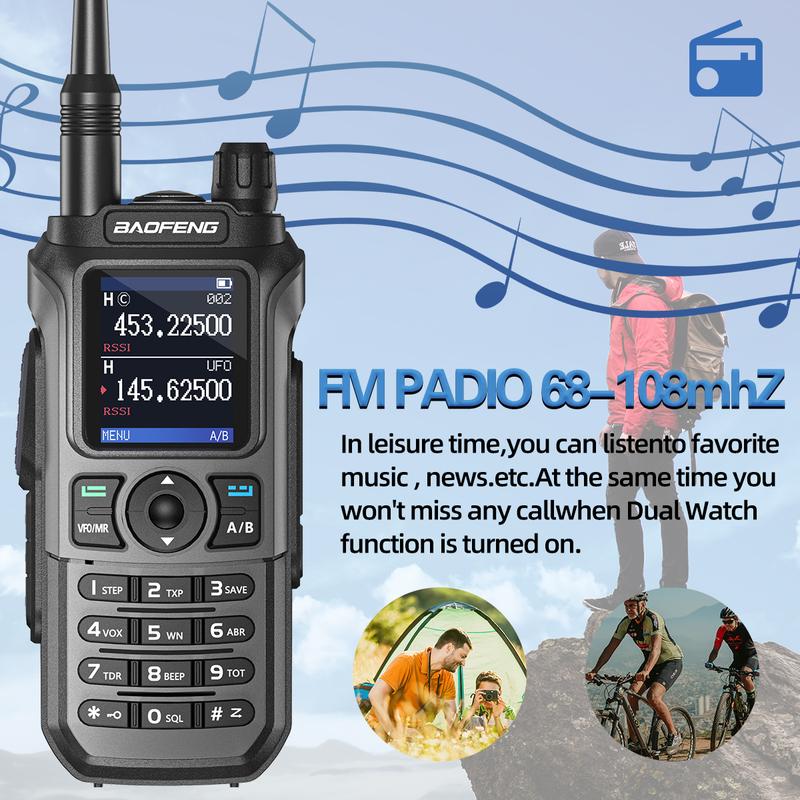 BAOFENG UV-21 PRO V2 Ham Radio Long Range Walkie Talkie Rechargeable Tri Band UHF VHF Handheld Rapid Two Way Radio for Survival Gear Hotel Restaurant 4Pack