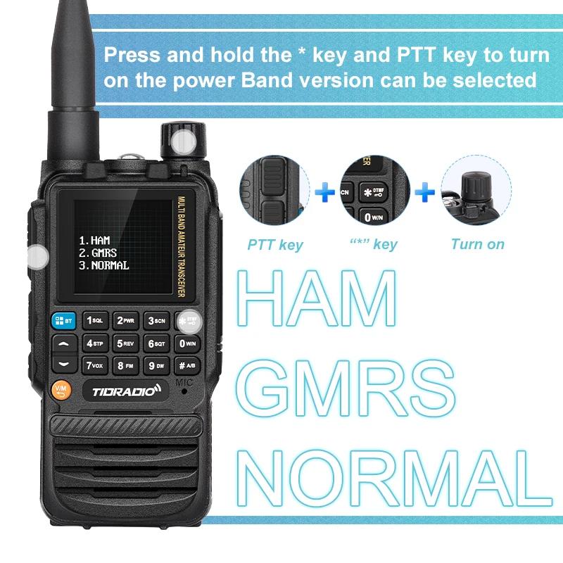 TIDRADIO TD-H3 GMRS&HAM Radio Handheld Long Range Walkie Talkie,Wireless Programming Multi-Band Receiving Two-Way Radio,USB-C Programming & Charging,2500mAh Battery,AM FM Reception,NOAA VOX SCAN