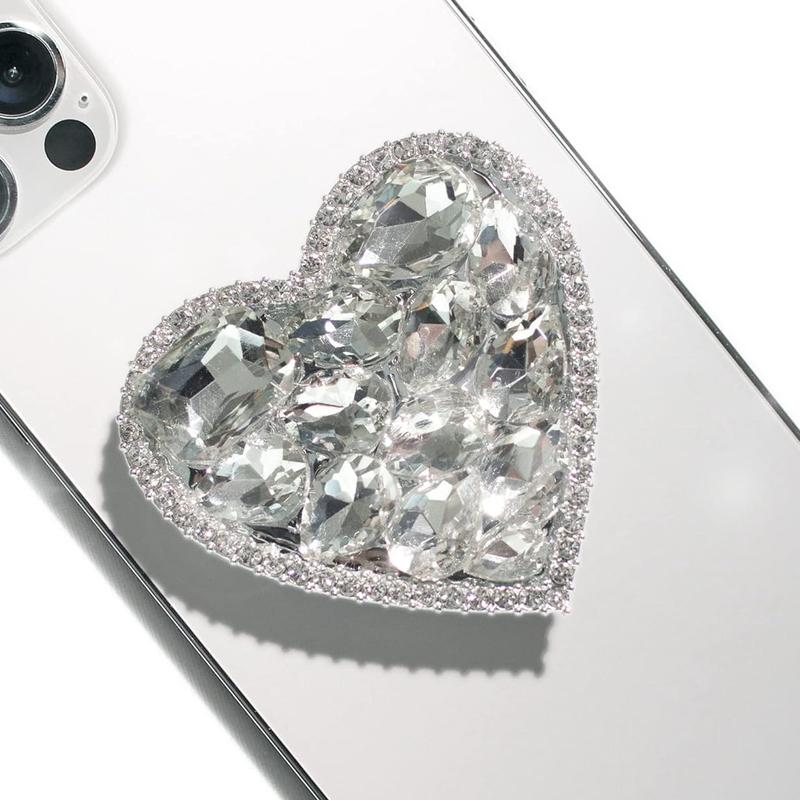 Cubic Diamond Bling Bling Cute Heart Shape Collapsible Expandable Multi Functional Mobile Phone Grip & Kicktand Smartphone Accessories Cellphone