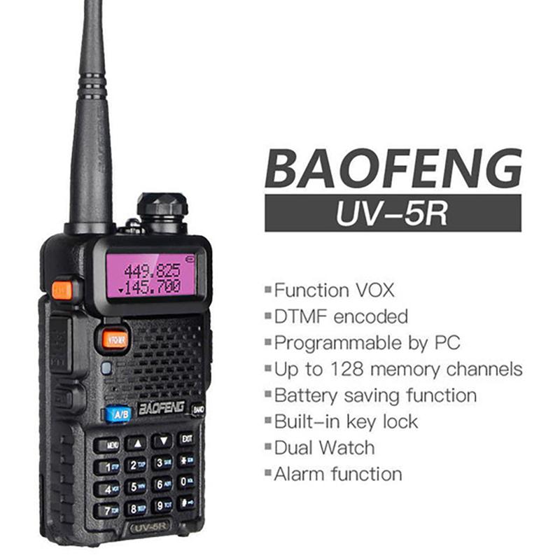 Baofeng UV-5R Two Way Radio Dual Band 144-148 420-450Mhz Walkie Talkie 1800mAh Li-ion Battery(Black) Portable wallets Audio Lcd