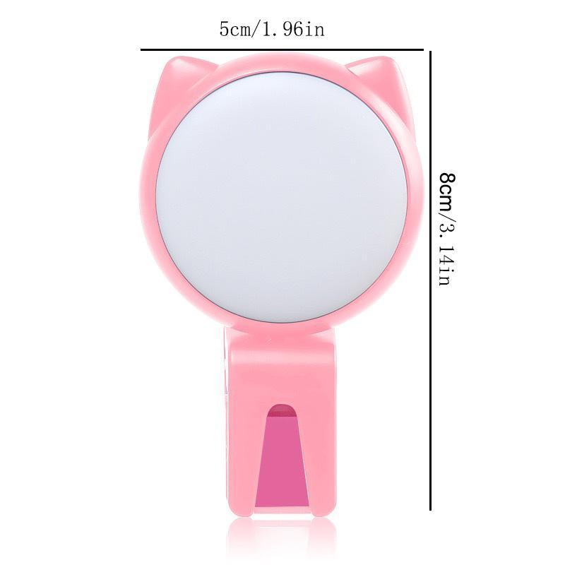 Cartoon Cat Design Rechargeable Selfie Ring Light, Portable LED Light Ring, Mini Live Broadcast Light for Phone, Selfie Accessories