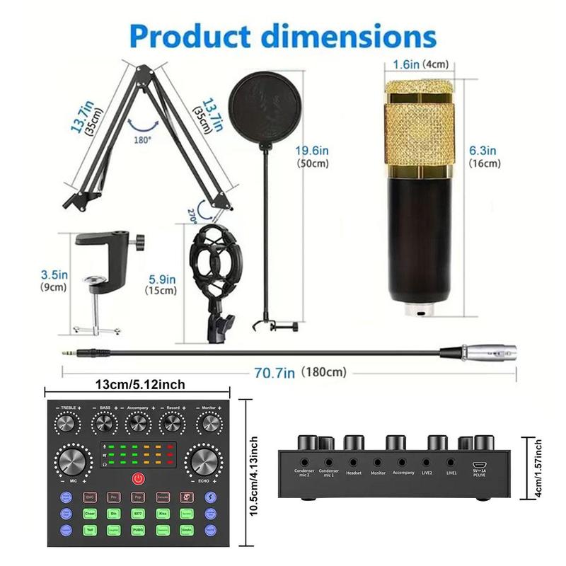 Live Broadcast Equipment, Audio DJ Equipment Mixer, Podcast Mixer with Microphone Set Suitable for Mobile Games Karaoke Studio Live Podcast