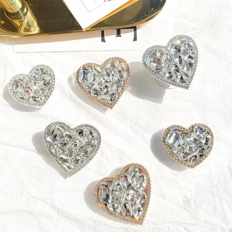 Cubic Diamond Bling Bling Cute Heart Shape Collapsible Expandable Multi Functional Mobile Phone Grip & Kicktand Smartphone Accessories Cellphone