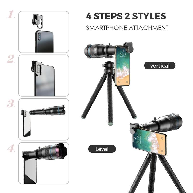 60X Long Focus Lens, 1 Set Professional Phone Camera Telephoto Lens with Tripod, Mobile Phone Accessories for Outdoor Long Distance Shooting