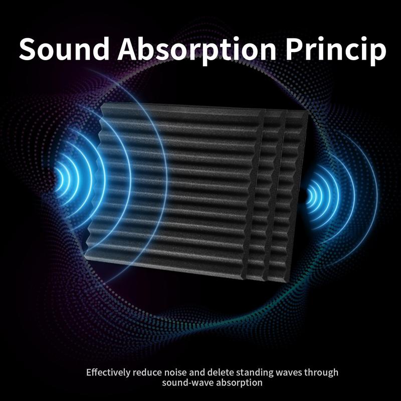 Noise Reduction Foam Panel, 24pcs set Black Sound Insulation Studio Foam Panel, Suitable for Live Broadcast Audio & Video Room Recording Room, Stocking Fillers Gift