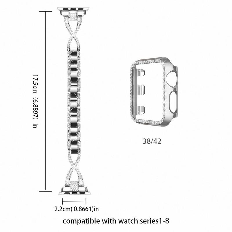 Watch Band & Watch Case, 1 Set Cross Pattern Watch Case & Watchband, Solid Color Watch Band & Watch Case For iWatch 1~9 Generation Smart Watch