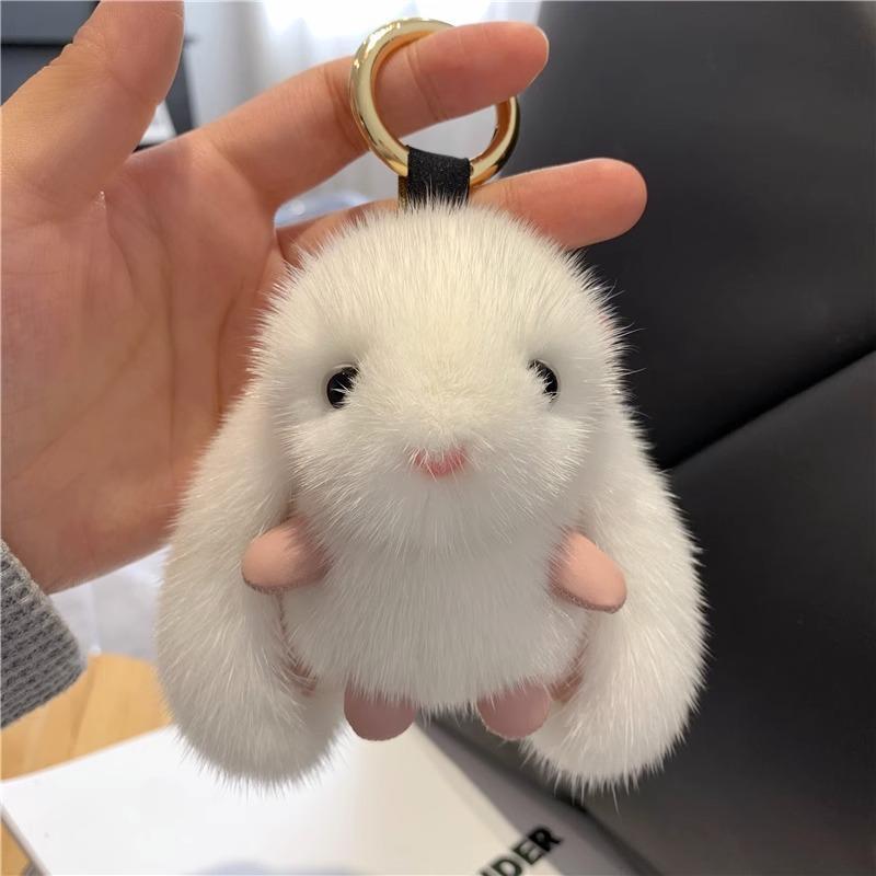 Cute Rabbit Design Phone Charms, Fashionable Plush Keychain Decoration, Phone Decorative Ornaments for Women & Girls, Mobile Phone Decoration Accessories