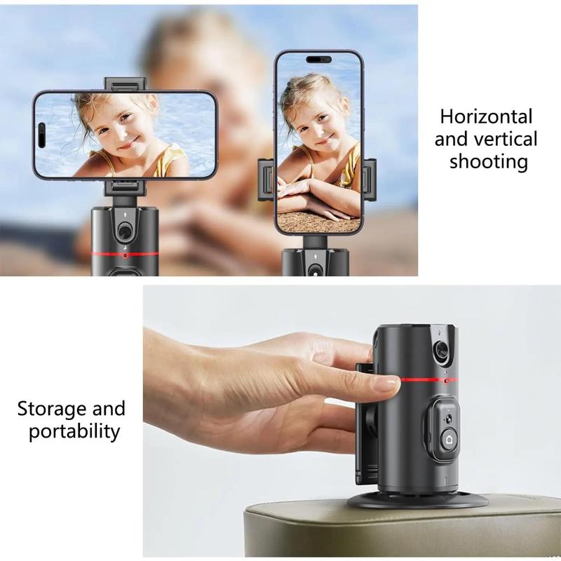 360° Rotation Face Tracking Gimbal Stabilizer, Rechargeable Desktop Gimbal Cell Phone Holder, Mini Smart Auto Tracking Selfie Gimbal Stabilizer, Stocking Fillers Gift