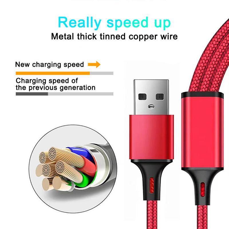 3 in 1 USB Fast Charging Cable, Nylon Braided Type C Micro Charging Cable, Compatible with iPhone Huawei Samsung Xiaomi OPPO VIVO Android