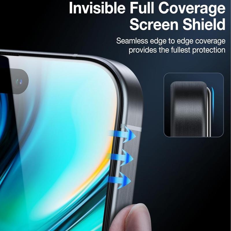 New 2-Pack for iPhone 16 15 14 13 12 11 Series Clear Privacy Screen Protectors; Easy Installation; Anti-spy Tempered-Glass; Auto Dust Elimination