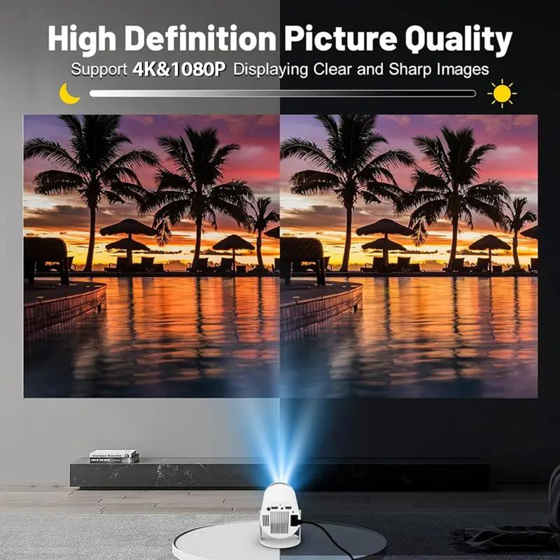 Fall Portable Outdoor Projector, 1080P HD Smart Projector with 4K Support, WIFI and Bluetooth Compatible, Home and Outdoor Portable Projector, Bedroom Projector, Mini Projector