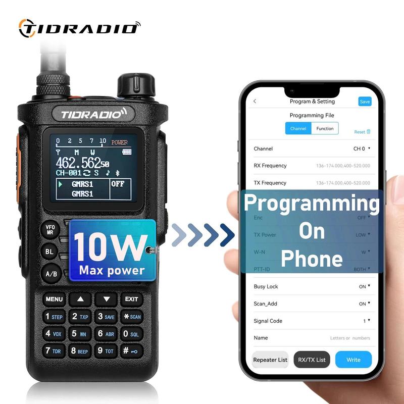 TIDRADIO TD-H8 (2nd Gen) GMRS  Ham Radio 10Watt Long Range  Walkie Talkies Capacity Solid Performance Handheld Two-Way Radio Wireless Programming Module with Repeater List