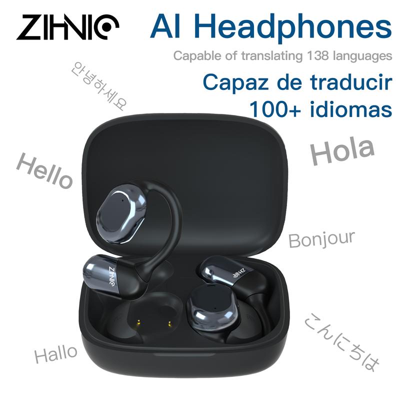 ZIHNIC S05 AI Open-Ear Headphone,Bluetooth V5.4 Translation Earphones L,Fashionable Earbuds,IPX5 WATER PROOF,Wireless Gaming Headphones,HIFI Sound Quality Music Earbudsfor Gaming Travel Sports Built-in Mic,Electronic Audio&Video Product Headset