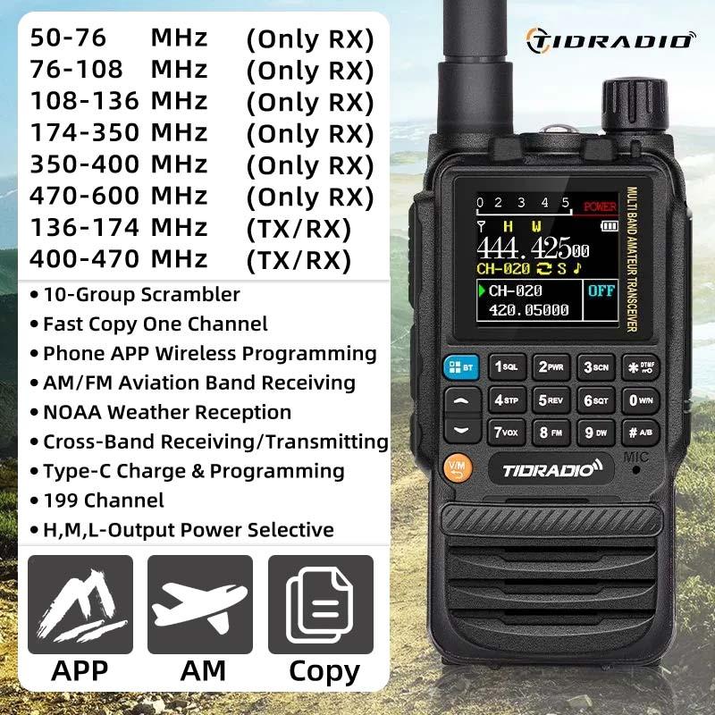 TIDRADIO TD-H3 GMRS&HAM Radio Handheld Long Range Walkie Talkie,Wireless Programming Multi-Band Receiving Two-Way Radio,USB-C Programming & Charging,2500mAh Battery,AM FM Reception,NOAA VOX SCAN