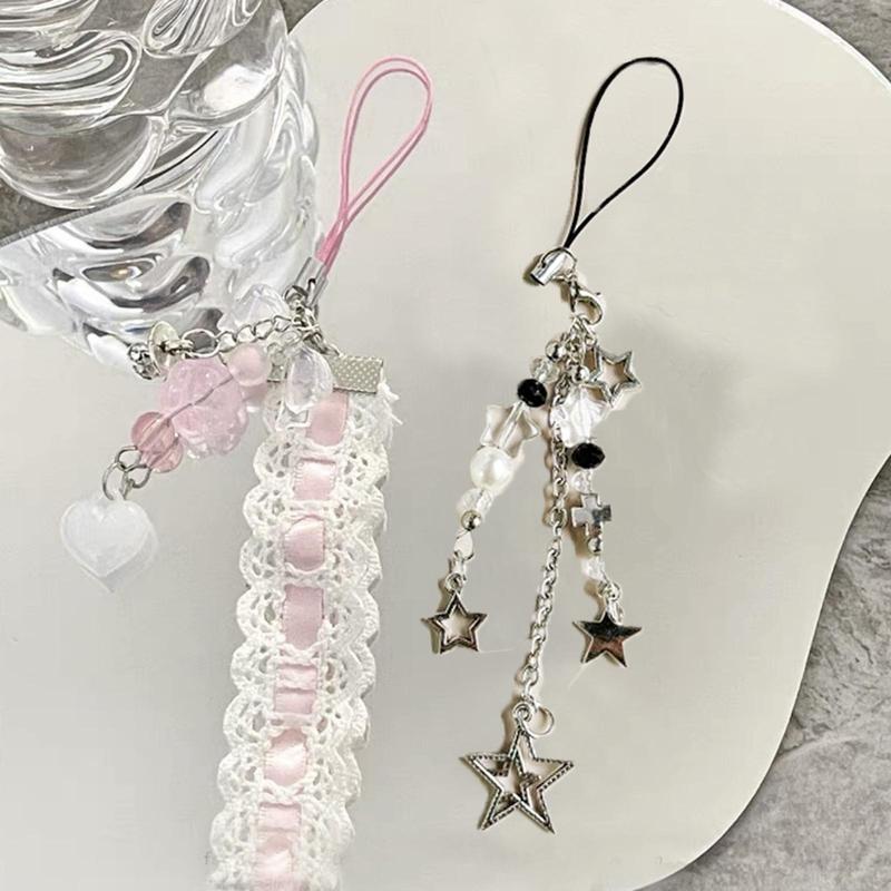 Bowknot & Heart Design Phone Chain, Creative Design Decorative Hanging Pendent, Portable Cell Phone Strap for Women & Girls, Phone Accessories, Phone Charms