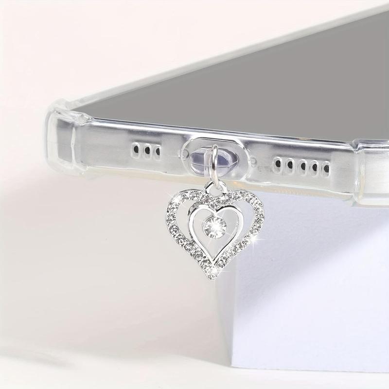 Rhinestone Heart Shaped Phone Dust Plug, Cute Phone Dust Plug, Phone Accessories for iPhone Type-C Interface Mobile Phone