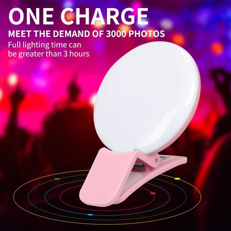 Phone Fill Light, Rechargeable Clip-on Design Cellphone Selfie Light, Multi-purpose Portable Mini Mobile Phone & Camera Auxiliary Light for Live Streaming Shooting