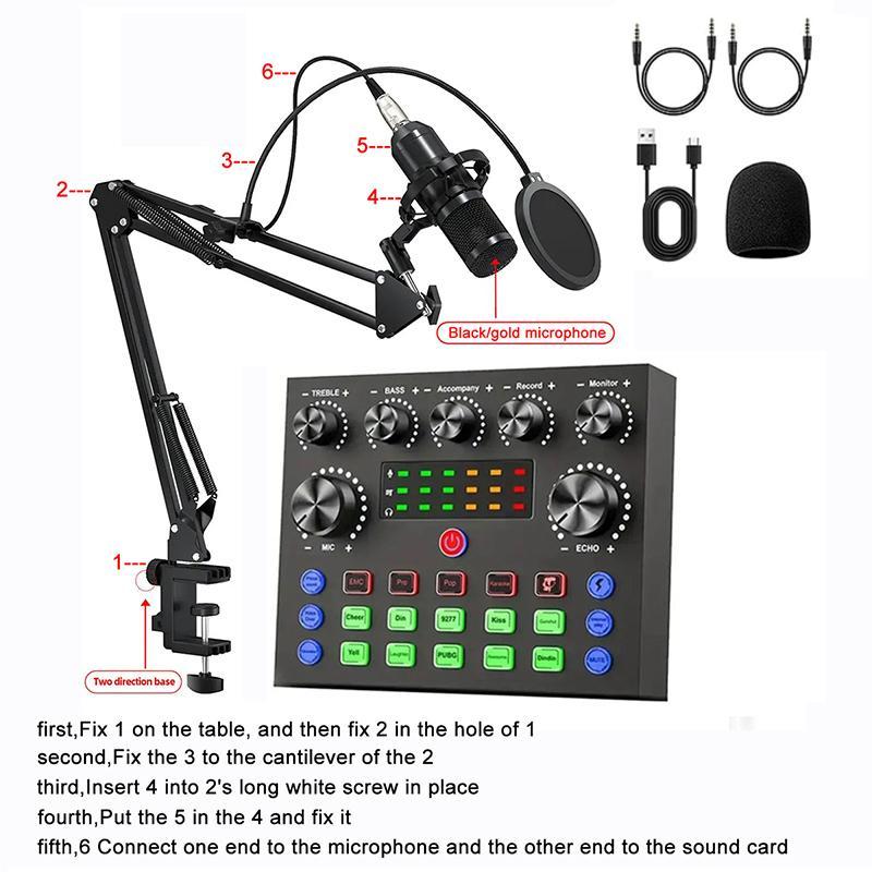 V8S Podcast Equipment Bundle, USB Wireless Microphone & Audio Mixer Set, Professional Audio Equipment for PC Computer Phone Karaoke Singing Game