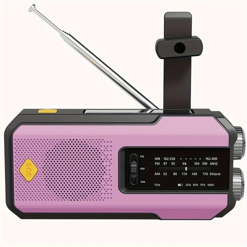 Multifunctional Solar Powered Audio Radio with Light, Portable Hand Crank Self Powered Radio, SOS Alarm for Outdoor Hiking Camping Emergency, Radio & Cassette Players Product, Portable Charger for Phone