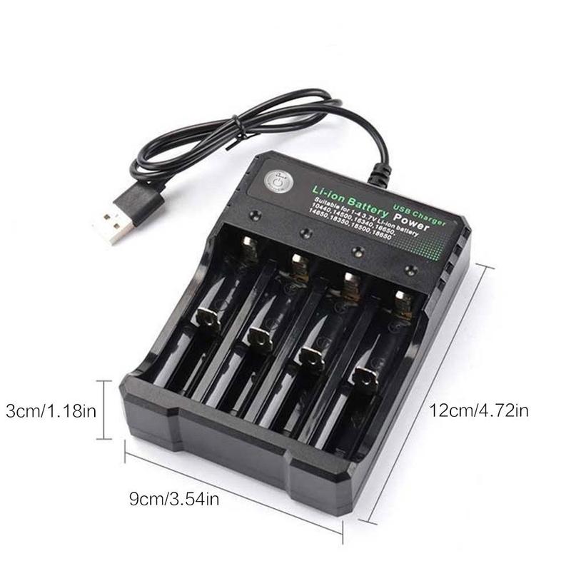 4-slot Battery Charger, USB DC 5v Input Battery Charger, Battery Charger for 3.7v Li-ion Battery: 10440 14500 16340 16650 14650 18350 18500 18650