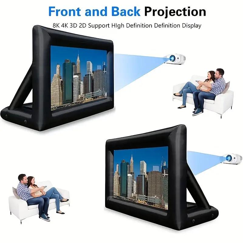 20 Feet Outdoor Projector Screen - Supports Front and Rear Projection - Includes Air Blower, Tie-Downs and Storage Bag - Portable- Inflatable Projector Screen