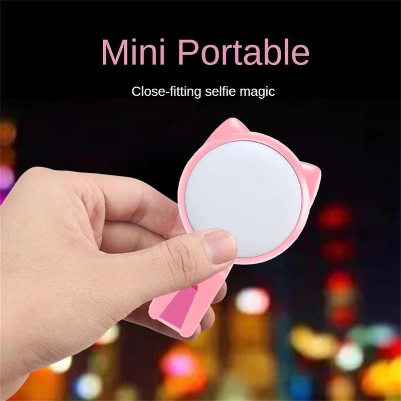 Cartoon Cat Design Rechargeable Selfie Ring Light, Portable LED Light Ring, Mini Live Broadcast Light for Phone, Selfie Accessories