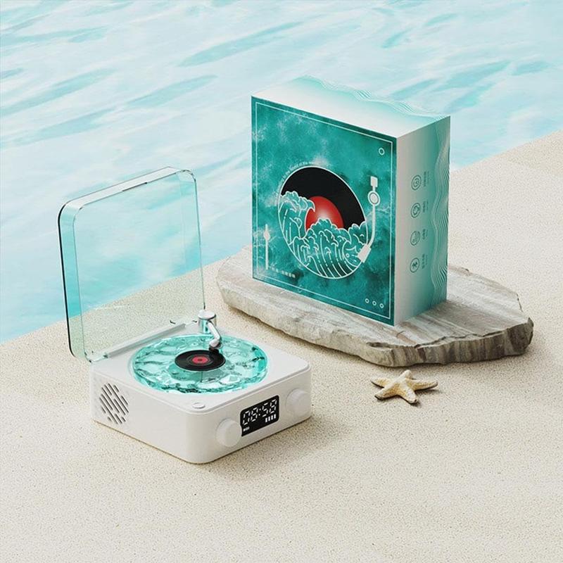 Aqua Vinyl Speaker, AquaVinyl Waves Mini Speaker, Aqua Vinyl Record Player, The Waves Vinyl Player, Waves Vinyl Bluetooth Speaker, Record Player Speaker