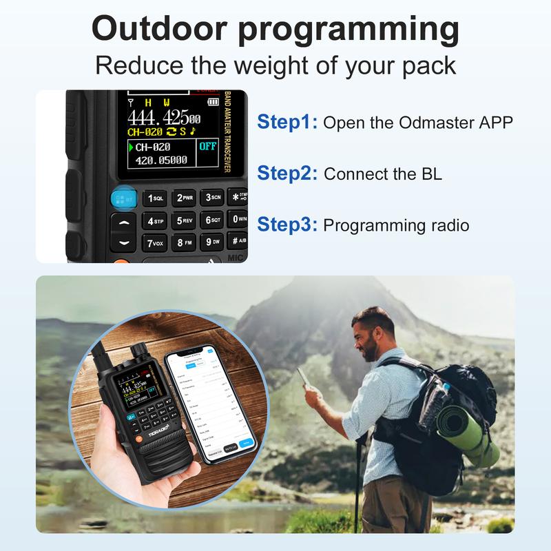 TIDRADIO TD-H3 GMRS&HAM Radio Handheld Long Range Walkie Talkie,Wireless Programming Multi-Band Receiving Two-Way Radio,USB-C Programming & Charging,2500mAh Battery,AM FM Reception,NOAA VOX SCAN