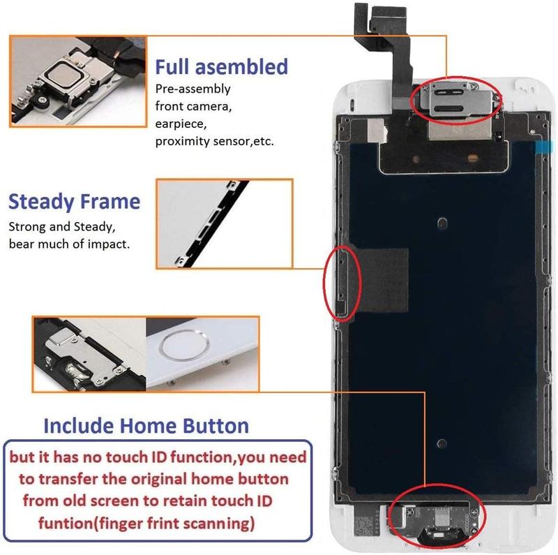 for  6s Screen Replacement White Touch Display LCD Digitizer Full Assembly with Complete Repair Tools and Screen Protector