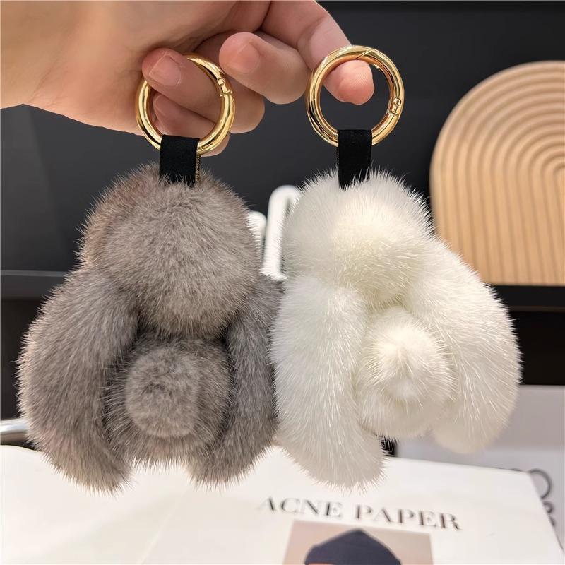 Cute Rabbit Design Phone Charms, Fashionable Plush Keychain Decoration, Phone Decorative Ornaments for Women & Girls, Mobile Phone Decoration Accessories