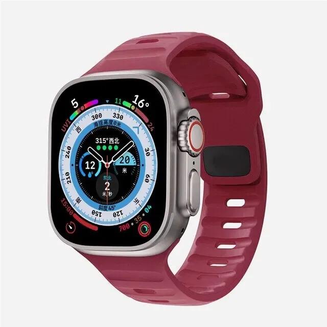 For Apple Watch Ultra2 49mm Band Strap 40mm 41mm 42mm 44mm 45mm Silicone Sport Rubber bracelet Iwatch Series 9 8 7 6 Se 5 4 3 38 Wearable Durable