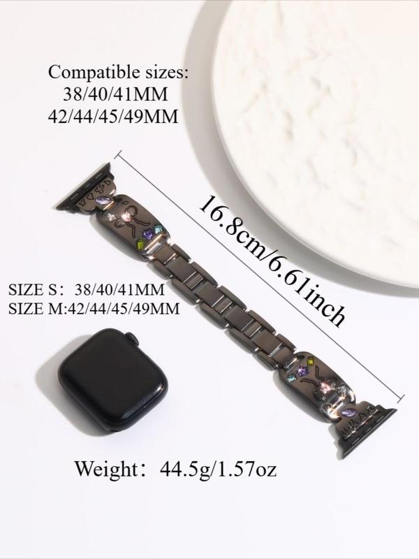 Cute Bow Artificial Zircon Decor Watch Band, Fashionable Watch Strap for Women & Girls, Trendy All-match & Exquisite Watch Band for Birthday Gift