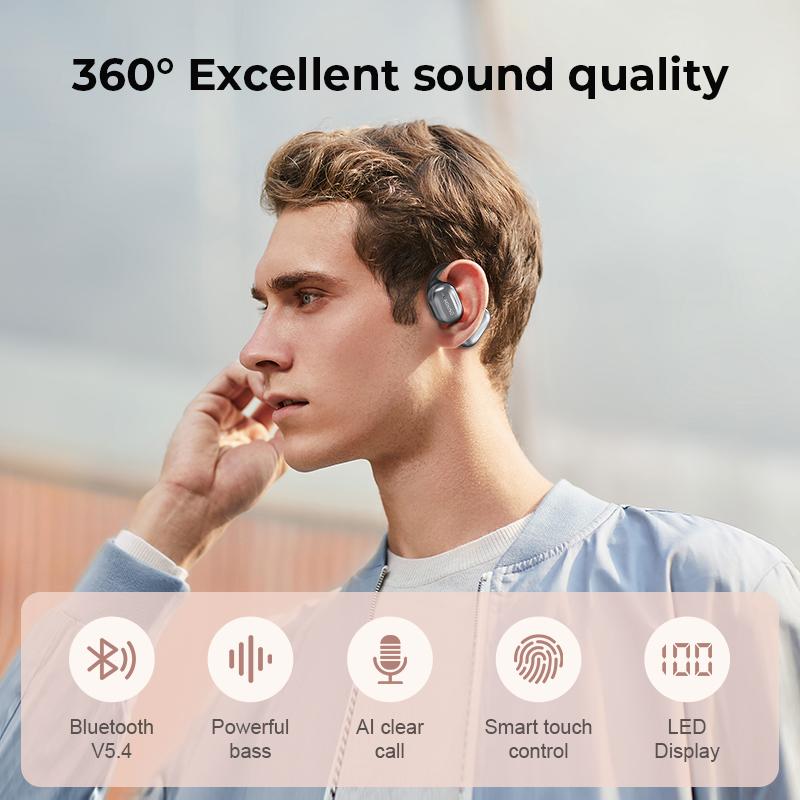 AI MINISO Open Free Wireless Translation Bluetooth Earphones For Listening To Music & Calling, Support 128 Languages Bluetooth Translation & Meeting Summary Headphones