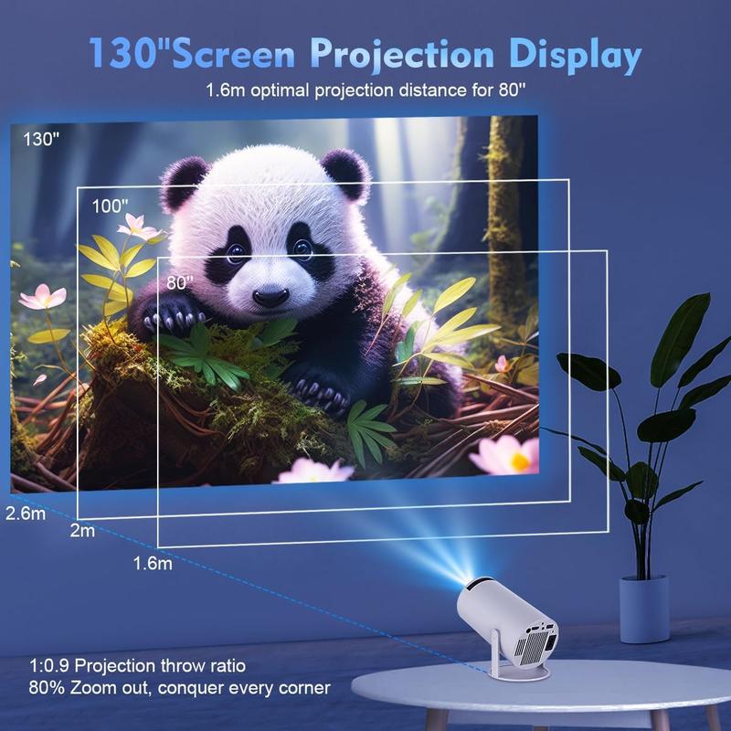 Fall Portable Outdoor Projector, 1080P HD Smart Projector with 4K Support, WIFI and Bluetooth Compatible, Home and Outdoor Portable Projector, Bedroom Projector, Mini Projector